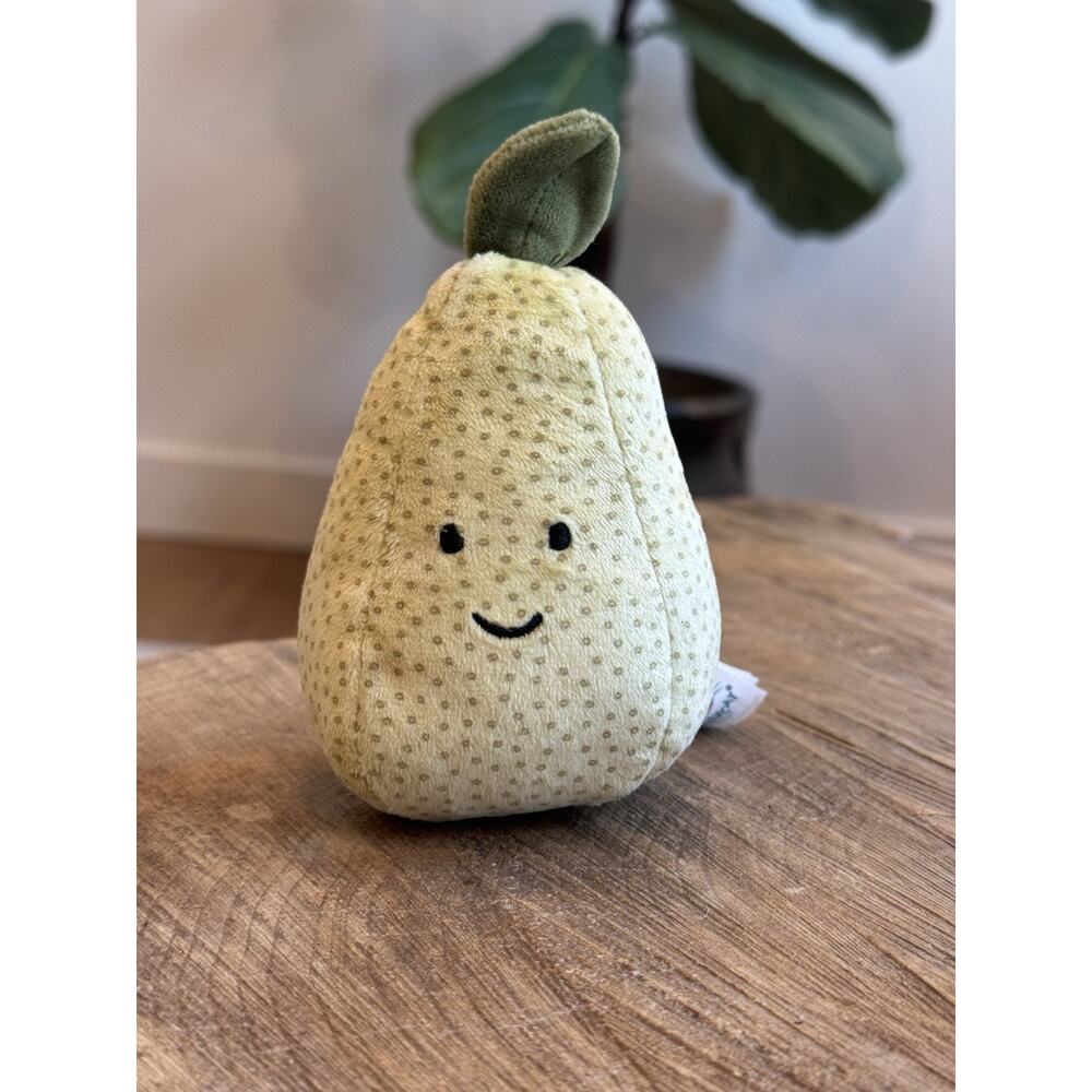 Jellycat Fabulous Fruit Pear Plush Small Green Stuffie Rare 6” Speckled